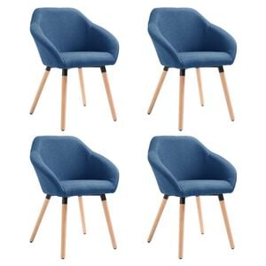 vidaXL Esszimmerst&uuml;hle 4 Stk. Blau Stoff