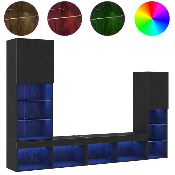 vidaXL TV-Schr&auml;nk 4 pcs Schwarz Eichen-Optik Holzwerkstoff