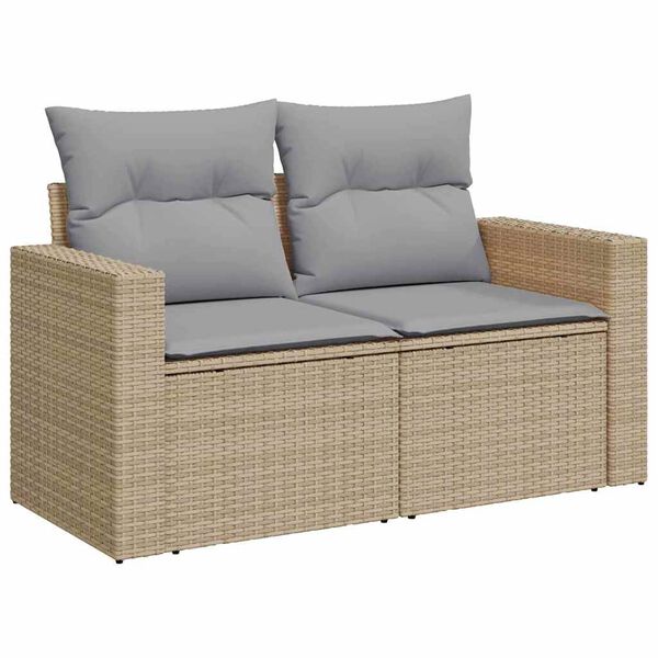 vidaXL Gartensofa-set mit Kissen 13 pcs Beige Poly-Rattan