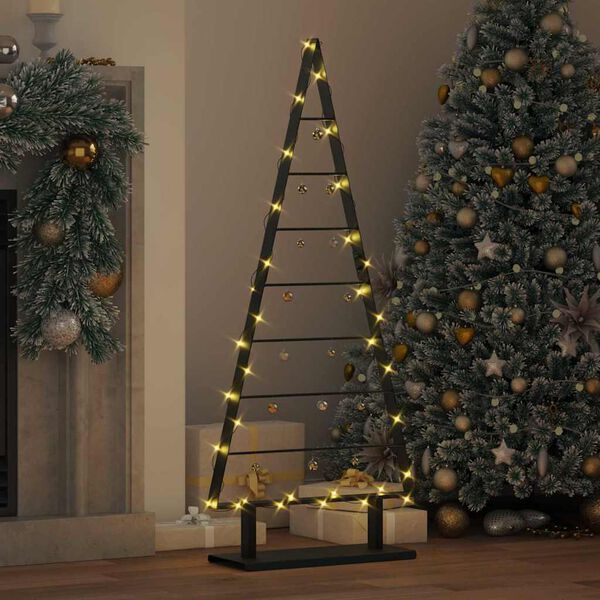 vidaXL Metall Weihnachtsbaum mit Ständer Schwarz 125 cm Stahl