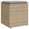 vidaXL Gartenhocker mit Kissen 2 Stk. Beige 40x40x43 cm Poly Rattan