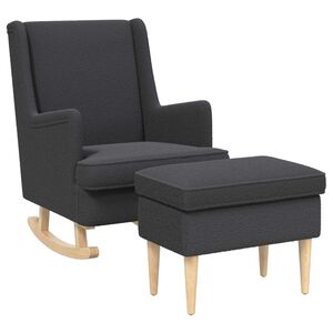 vidaXL Sessel mit Fu&szlig;hocker 2 stk. Dunkelgrau Boucl&eacute;