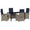 vidaXL Garten Essgruppe mit Kissen 5 pcs Grau Poly-Rattan