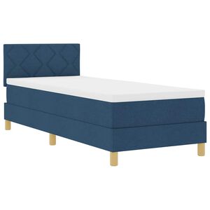 vidaXL LED Boxspringbett mit Kopfteil Blau 80 x 200 cm Stoff