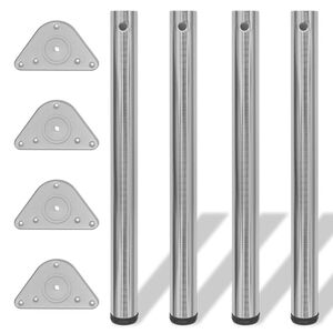 4x h&ouml;henverstellbares Tischbein geb&uuml;rstetes Nickel 710 mm