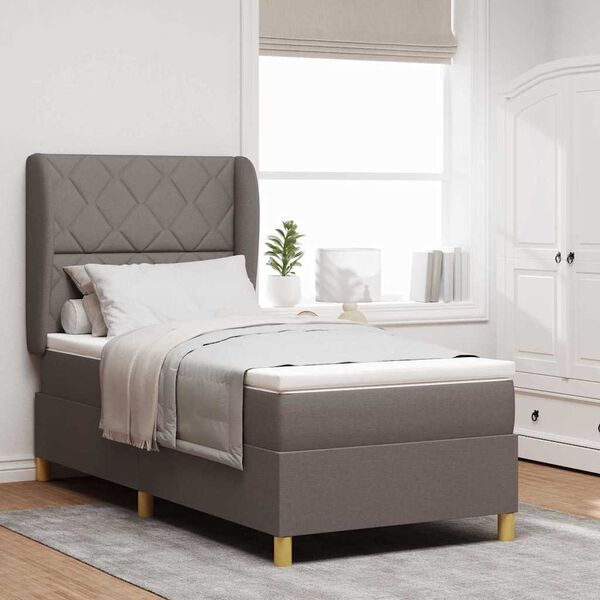 vidaXL Boxspringbett mit Matratze Dunkelgrau 90x190 cm Taupe