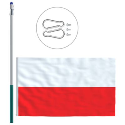 vidaXL Flagge Polens und Mast Aluminium 6 m