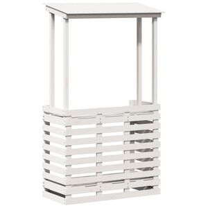 vidaXL Gartenbar mit Dach Wei&szlig; 112,5x57x195,5 cm Massivholz Kiefer