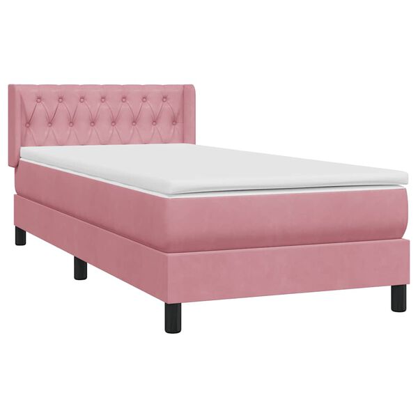 vidaXL Boxspringbett mit Matratze Rosa 90x210 cm Samt