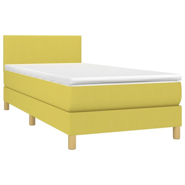 vidaXL Boxspringbett mit Matratze & LED Gr&uuml;n 100x200 cm Stoff