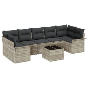 vidaXL Gartensofa-set 8 pcs Hellgrau und Dunkelgrau Poly-Rattan