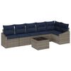 vidaXL Gartensofa-set mit Kissen 7 pcs Grau und Marineblau Poly-Rattan