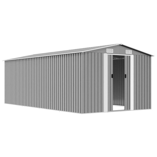 vidaXL Ger&auml;tehaus 257x489x181 cm Metall Grau