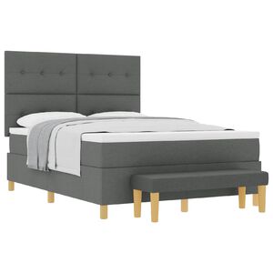 vidaXL Boxspringbett mit Kopfteil Dunkelgrau 200 x 160 cm Stoff