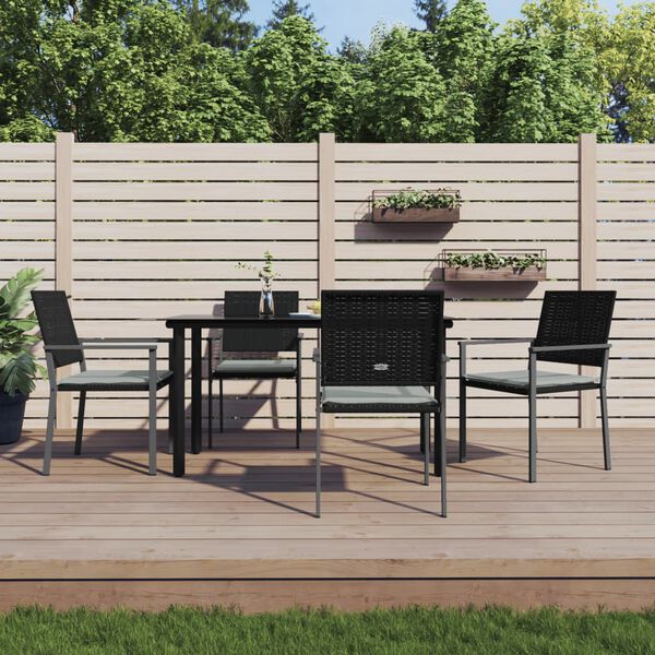 vidaXL 5-tlg. Garten-Essgruppe mit Kissen Poly Rattan und Stahl