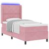 vidaXL LED Boxspringbett mit Matratze Rosa 90 x 190 cm Samt