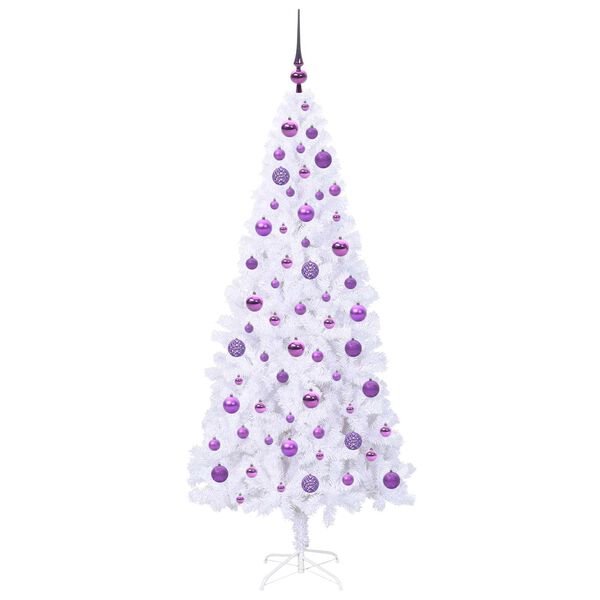 vidaXL K&uuml;nstlicher Weihnachtsbaum Wei&szlig; 180 cm PVC und Stahl