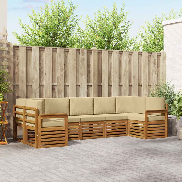 vidaXL Sofagarnituren 7 pcs Natur und Beige Massivholz Akazie