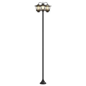 vidaXL 3-Kopf Laternenpfahl Schwarz 16 x 16 x 187 cm Aluminium und ABS