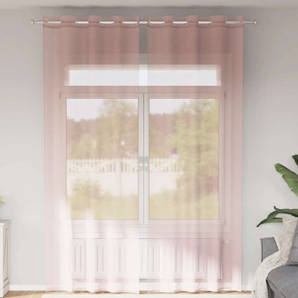 vidaXL Voile Vorh&auml;nge mit &Ouml;sen 2 Stk. Rosa 140x300 cm