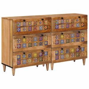 vidaXL Sideboard 2 stk. 60 x 33 x 75 cm Massivholz Mango Natur