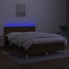vidaXL Boxspringbett mit Matratze & LED Dunkelbraun 140x200 cm Stoff