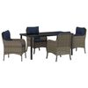 vidaXL Garten Essgruppe 5 stk. Grau Poly-Rattan