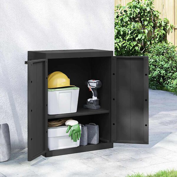 vidaXL Gartenschrank Schwarz 65x37x85 cm PP
