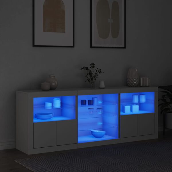 vidaXL Sideboard mit LED-Leuchten Wei&szlig; 181,5x37x67 cm