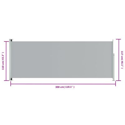 vidaXL Seitenmarkise Ausziehbar 117x300 cm Grau