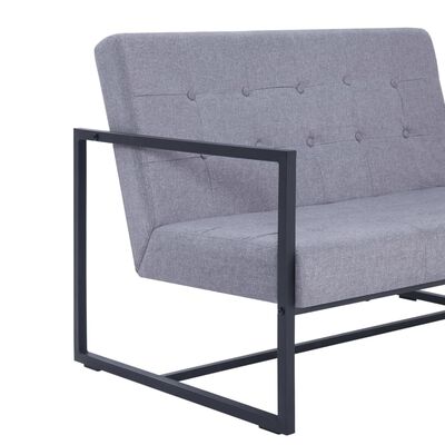 vidaXL 2-Sitzer-Sofa mit Armlehnen Hellgrau Stahl und Stoff