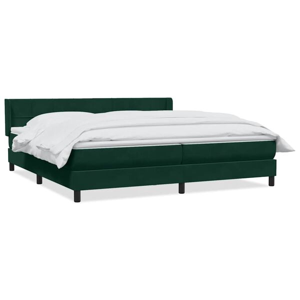 vidaXL Boxspringbett mit Matratze Dunkelgr&uuml;n 180x220 cm Samt