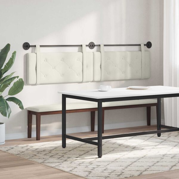 vidaXL H&auml;ngevorderseite Wandmontiert Creme 210 x 55 x 5 cm Samt