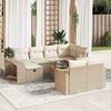 vidaXL 11-tlg. Garten-Sofagarnitur mit Kissen Beige Poly Rattan