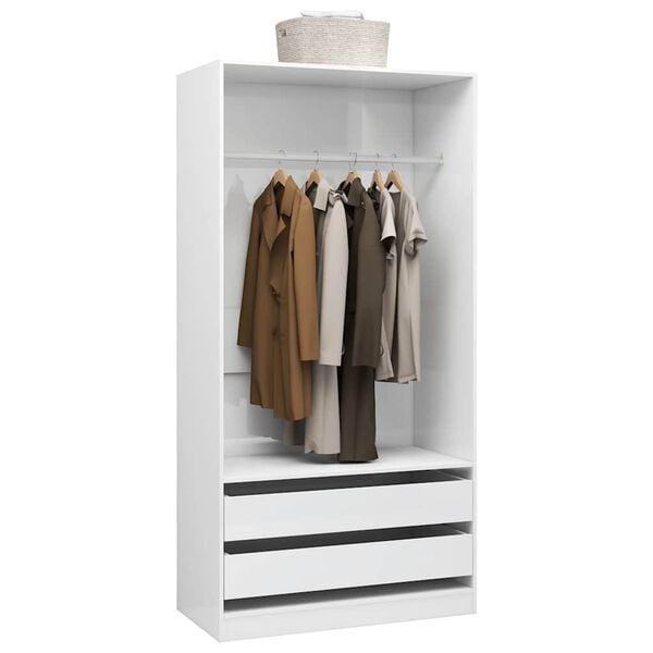 vidaXL Kleiderschrank Hochglanz-Weiß 100x50x200 cm Holzwerkstoff