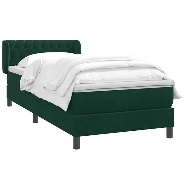 vidaXL Boxspringbett mit Matratze Dunkelgr&uuml;n 80x220 cm Samt