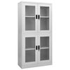 vidaXL B&uuml;roschrank Hellgrau 90x40x180 cm Stahl und Geh&auml;rtetes Glas