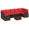 vidaXL Gartensofa-set 8 Stk. 7-Sitzanzahl Braun und Rot Poly-Rattan