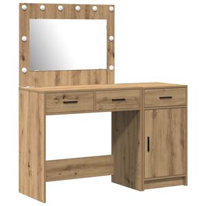 vidaXL Schminktisch mit Spiegelbeleuchtung 2 pcs Braun Holzwerkstoff