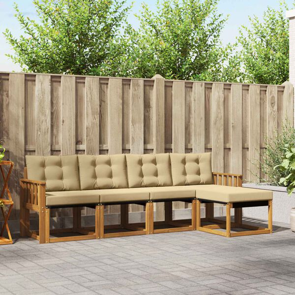 vidaXL Outdoor-Sofagarnitur mit Kissen 5 pcs Natur und Beige