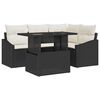 vidaXL Garten-Sofa-Set mit Kissen mit Speicher 5 pcs Schwarz und Creme