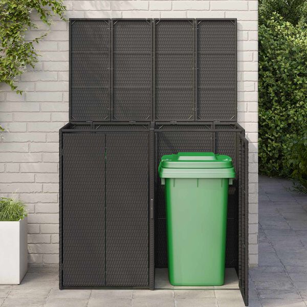 vidaXL M&uuml;lltonnenbox 2 pcs Schwarz 65 x 80 x 115 cm Polyethylen