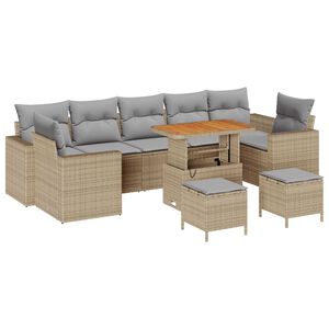 vidaXL Gartensofa-set mit Kissen 10 pcs Beige und Hellgrau Poly-Rattan