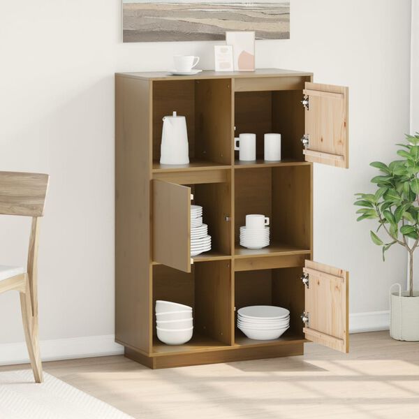 vidaXL Highboard Honigbraun 74x35x117 cm Massivholz Kiefer