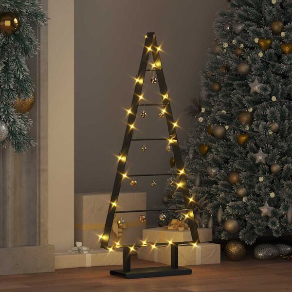 vidaXL Metall Weihnachtsbaum mit Ständer Schwarz 90 cm Stahl