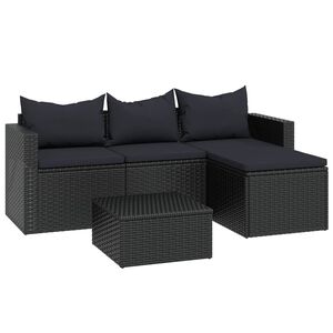 vidaXL Garten-Lounge-Set Schwarz Poly Rattan