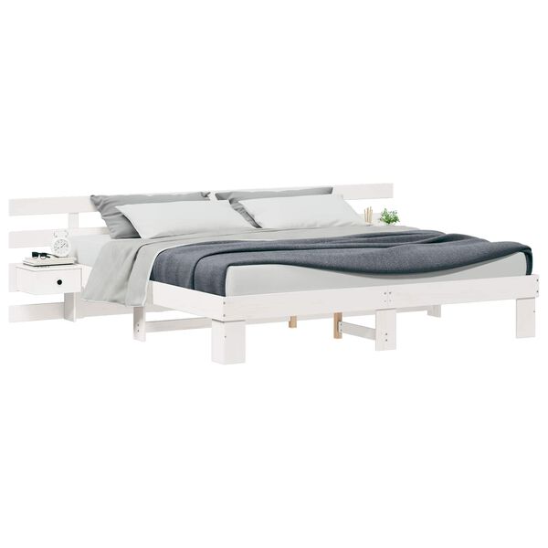 vidaXL Bettrahmen mit Kopfteil Wei&szlig; 180 x 200 cm Massives Kiefernholz