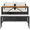 vidaXL 3-tlg. Garten-Essgruppe mit Kissen Schwarz Poly Rattan