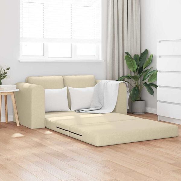 vidaXL Schlafsofa 60cm Creme Stoff