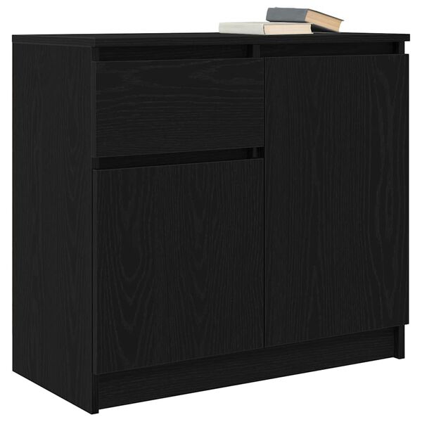 vidaXL Sideboard mit Schublade Schwarz Eichen-Optik 71x35x65 cm